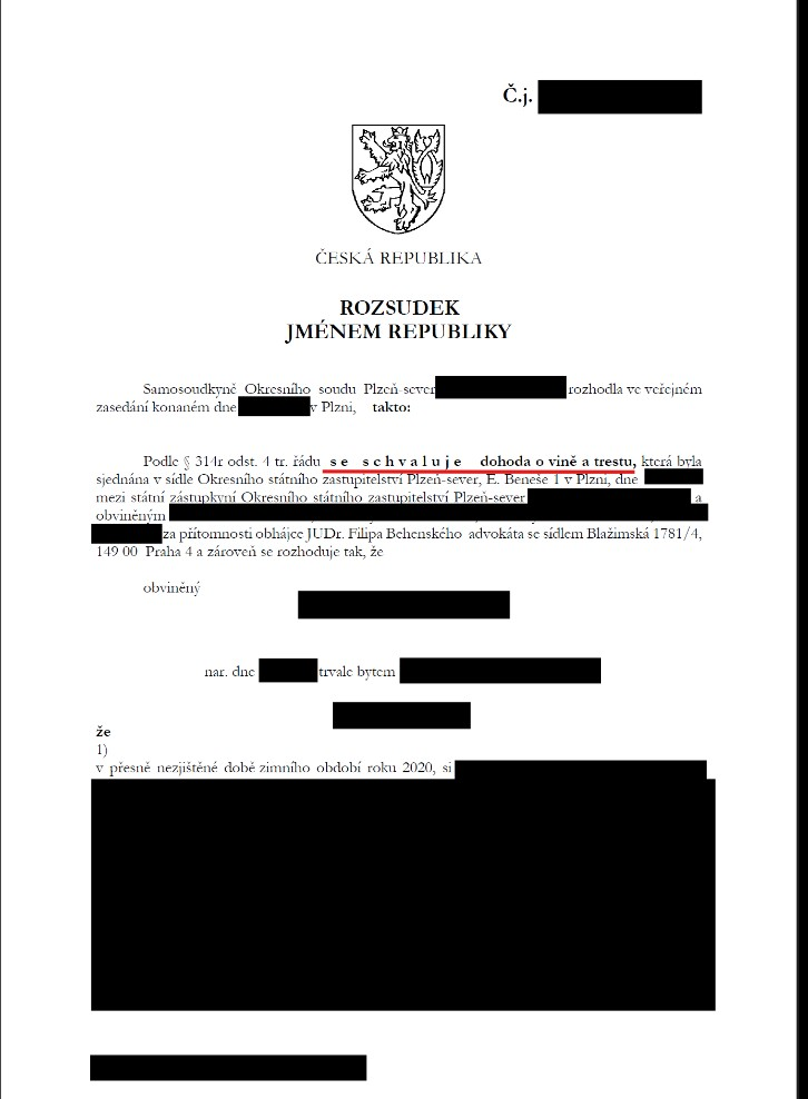 Anonymised judgment – approval of a plea agreement