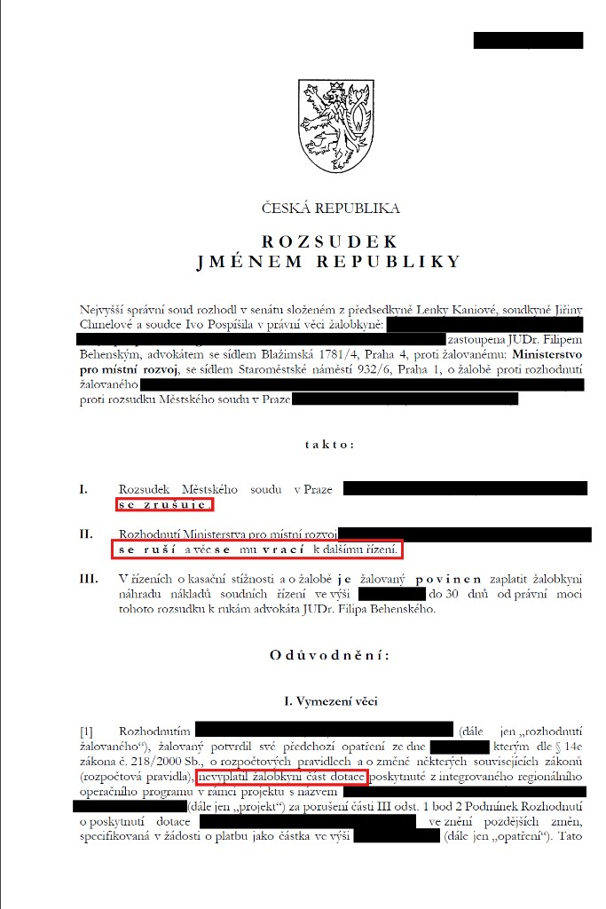 Anonymised Supreme Administrative Court judgment – decision in a grant matter set aside