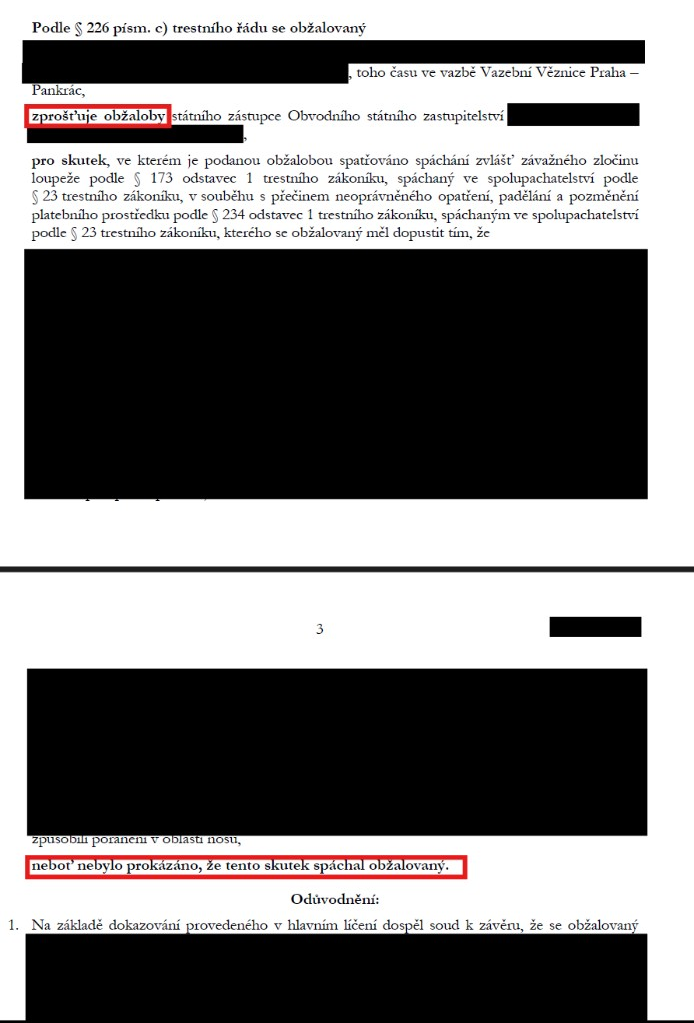Anonymised acquittal judgment – the defendant was acquitted